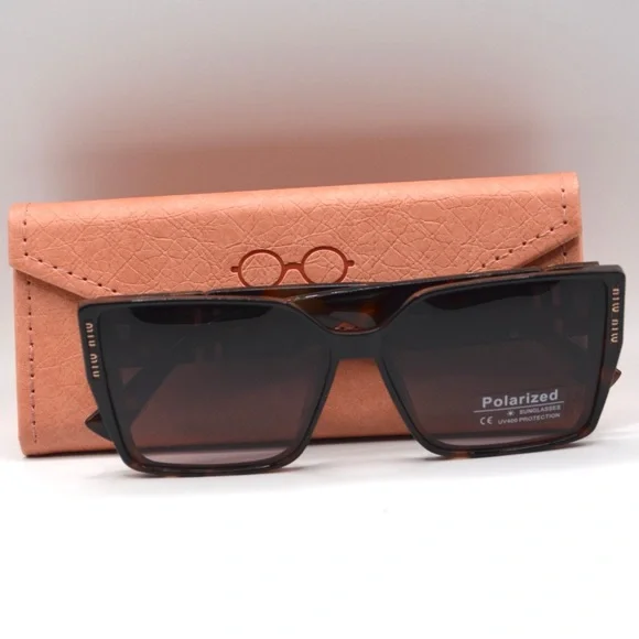 MIU MIU Women’s Polarized Sunglasses | Tortoise Brown | Grey Purple Lens | New - Picture 15 of 16